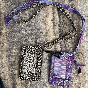 Vera Bradley Purple Paisley and Black Leopard Wristlet ID Card Holders
